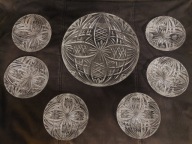 Polski kryształ 6 talerzyków + patera, 6 talerzy + talerz na ciasto PRL