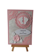 ZAPROSZENIA CHRZEST STOPKI W SERWETCE C6 RÓŻ