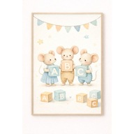 Plakat dziecięcy Myszki ABC plik do druku 300 DPI