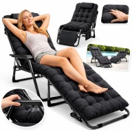 Leżak Fotel Ogrodowy Składany Rozkładany + Materac Poduszka Pokrowiec
