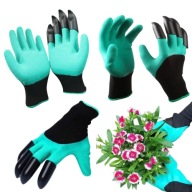 RĘKAWICE ROBOCZE GUMOWE OGRODOWE RĘKAWICZKI Z PAZURKAMI PAZURKI KOMPLET