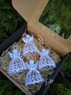 szydełkowe aniołki -zestaw na prezent/ ozdoby choinkowe -rękodzieło Juka