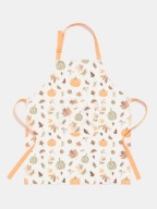 Komplet fartuch kuchenny biały w rośliny kieszeń bawełna 79x65