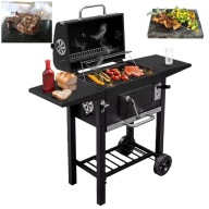 GRILL WĘGLOWY OGRODOWY DUŻY ŻELIWNY RUSZT POKRYWA XXL+KAMIEŃ DO STEKÓW PINS