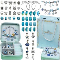 ZESTAW DO ROBIENIA BRANSOLETEK I NASZYJNIKÓW CHARMS KORALIKI 72 ELEMENTY