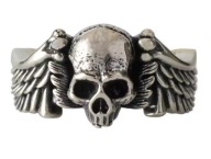 Sygnet Regulowany Czaszka ze Skrzydłami skull biker moto rock