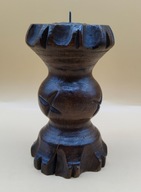 Vintage rzeźbiony starodawny świecznik ręczna prac