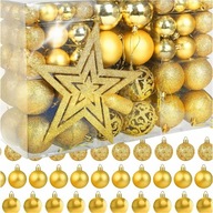 BOMBKI CHOINKOWE ŚWIĄTECZNE NA CHOINKĘ ZESTAW XXL ZŁOTE 100 SZT + GWIAZDA