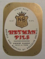 STARA ETYKIETA PIWO HETMAN PILS BROWAR KOSZALIN ROZLEWNIA WWGiRP SŁAWNO