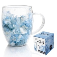 Szklanka termiczna z kwiatami w środku, hortensje, mech niebieskie 300 ml 1