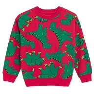 Cool, Bluza chłopięca długi rękaw, DINOZAURY, czerwona, WALENTYNKI, 122