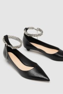 ZARA baleriny czółenka z łańcuszkiem skóra 36