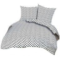 pościel bawełna lux 220x220 + 2x70x80 guzik B 268 Groszki biało czarne