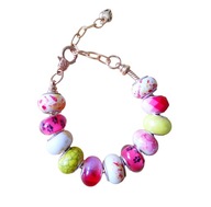 Modułowa bransoletka, czerwony, żółty, biały, koraliki w kocie łapki