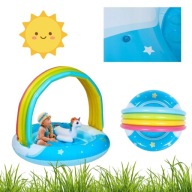 DMUCHANY KOLOROWY BASEN DLA DZIECI Z DASZKIEM TĘCZA JEDNOROŻEC 95CM SUNCLUB