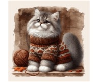 Panel z nadrukiem wodoodporny na torbę 45/45cm kot kociak oxford