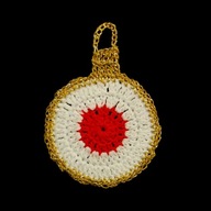 Zawieszka ozdoba szydełkowa na choinkę Bombka czerwono-biała (Z235)