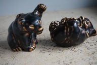 ROYAL COPENHAGEN FIGURKI NIEDŹWIEDŹ 2x DANISH DESIGN PORCELANA VINTAGE MIŚ