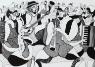 Rysunek "Fever", tusz na papierze A3, Jazz