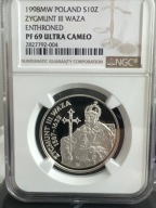 10 zł. ( 1998 ) Zygmunt III Waza, Półpostać PF69