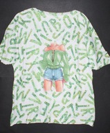 Made in ITALY_Piękny SWETER_biały napisy PORTRET dziergany luźny JEDYNY_50