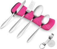 SZTUĆCE KEMPINGOWE PODRÓŻNE NÓZ WIDELEC ŁYŻKA ZESTAW NIEZBĘDNIK TURYSTYCZNY