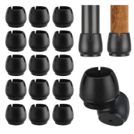 NAKŁADKI OCHRONNE SILIKONOWE Z FILCEM NA NOGI KRZESŁA 12-16 mm CZARNE 16szt