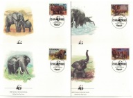 7-FDC64- Uganda, WWF, Słonie,1983r