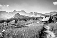 Obraz na płótnie XL do salonu pejzaż góry las chata Tatry 120x80