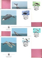 Faroes Wyspy Owcze 1990, FDC 4szt. WWF fauna morska, wieloryby