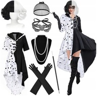 HIT FILMOWA CRUELLA Emma Stone Strój Kostium + Peruka + dodatki 7 el. M M/L