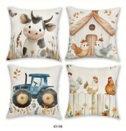 Poszewki na poduszki 4szt 45x45cm dziecięce farma traktor krowa 45196