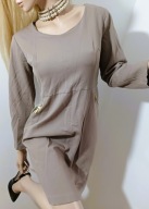 DE FACTO ELASTYCZNA sukienka beżowa RETRO VINTAGE 44/XXL