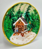 Półmisek ZIMA dzieci przed domkiem z piernika