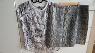 New Look spódnica prosta + bluzka z motywem roślinnym ___ 40 j.NOWA