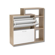 SZAFKA NA BUTY OBUWIE KOMODA BIAŁA DĄB SONOMA REGAŁ PÓŁKI DO PRZEDPOKOJU