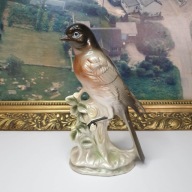 Figurka porcelanowa ptak na gałęzi – dekoracja vintage - 21 cm