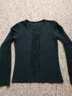 Bluzka damska czarna z żabotem bawełna f. ATLANTIC