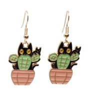 Kolczyki z kotem w doniczce z kaktusem