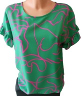 Bluzka krótki rękaw zielono fuksjowa r. L