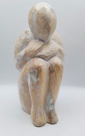 Rzeźba z drewna - nostalgia - smutek - ciekawa artystyczna praca - 25 cm