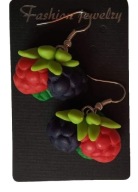 KOLCZYKI Z MODELINY FIMO MALINY JEŻYNY OWOCE LEŚNE