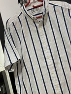 R Koszula Next biała ozdobne niebieskie pasy z wzorkiem