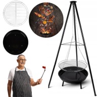 PALENISKO TRÓJNÓG GRILL RUSZT STAL OGNISKOWY OGRODOWY WISZĄCY DUŻY OGNISKO