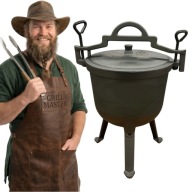 KOCIOŁEK ŻELIWNY 8L GARNEK MYŚLIWSKI WĘGIERSKI Z POKRYWĄ OGNISKO GRILL