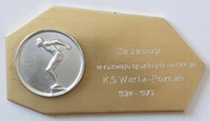 PLAKIETA ZA ZASŁUGI W ROZWOJU SPORTU PŁYWACKIEGO KS WARTA POZNAŃ 1928-73