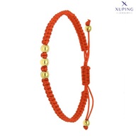 74032 Bransoletka złota stal chirurgiczna sznurkowa z kulkami