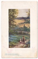 Jesień wzniesienia droga wędkarz z córką ok.1910r.