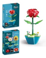 KLOCKI KONSTRUKCYJNE RÓŻA W DONICZCE - 138 ELEMENTÓW, PODŚWIETLENIE LED