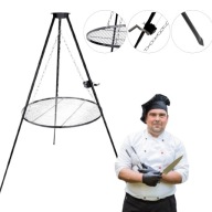 TRÓJNÓG PALENISKO OGRODOWE RUSZT STALOWY GRILL NA OGNISKO DUŻE SOLIDNE 80CM